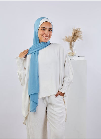 Buy Plain Wide Crinckled Chiffon Light Blue For Women in Egypt