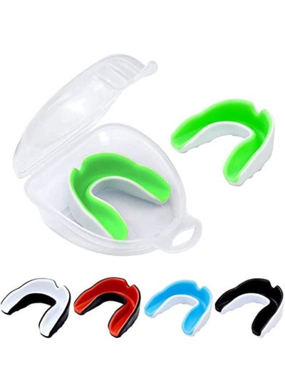 اشتري 5-Pack Youth Mouth Guard Sports Mouthguard for adults, Double Colored Teeth Braces with Case for Football Basketball Boxing, Hockey, Rugby, Taekwondo, Moldable Mouthpiece for Boys Girls في الامارات