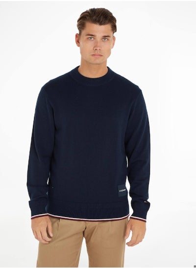 Buy Men's Monotype Relaxed Tipped Jumper Sweater, Navy in UAE