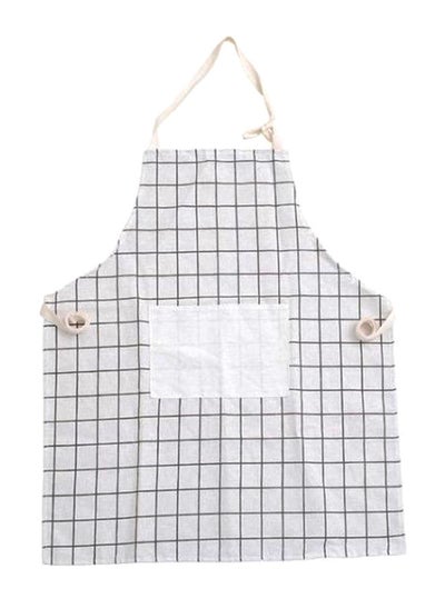 Buy Adjustable Check Printed Apron White/Black 60 x 72centimeter in Saudi Arabia