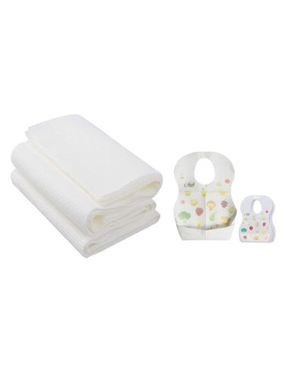 Buy Combo Pack Disposable Bibs Pack Of 20 With Disposable Towel Pack Of 3 Fruits in UAE