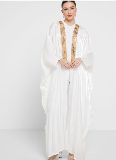 Buy Embellished Trim Abaya With Sheila in UAE