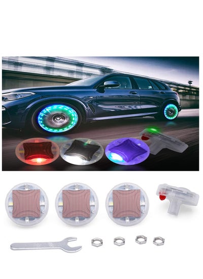 Buy 4-Pack Colorful Blinking LED Tire Valve Lights with Motion Sensor - Solar-Powered Wheel Accessories for Cars, Bicycles, and Motorcycles. in Saudi Arabia