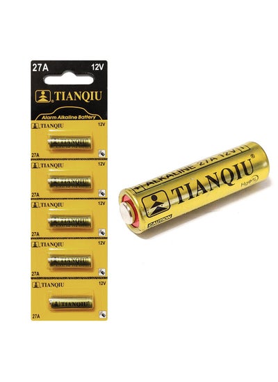 Buy 5-Pieces Tianqiu 27A Alarm Alkaline 12V Batteries in UAE