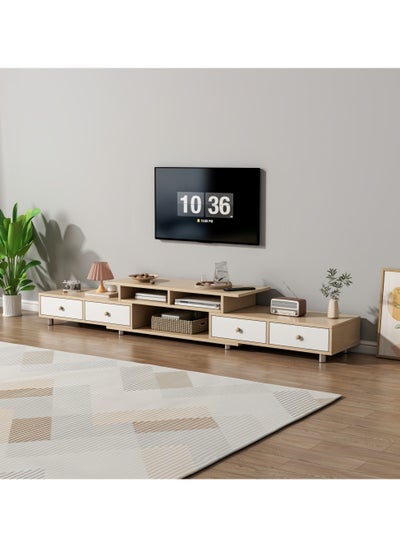 Buy Living Room TV Cabinet  Retractable TV Cabinet with Shelves and Door Storage Drawers in Saudi Arabia