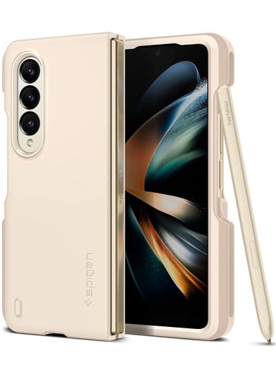 Buy Thin Fit P Samsung Galaxy Z Fold 4 Case Cover with S Pen Holder (S-Pen Not Included) - Pearled Ivory in UAE