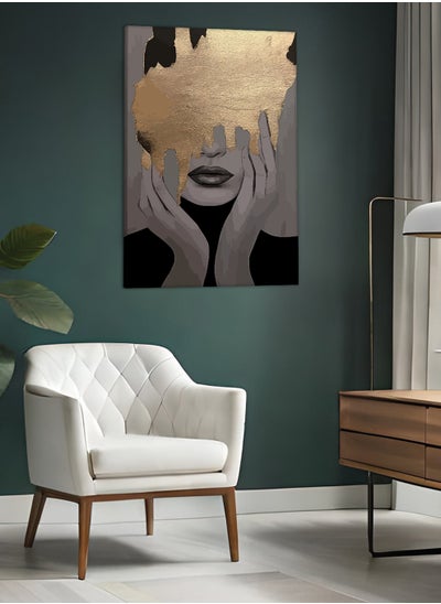 Buy Canvas Wall Art Stretched Over Wooden Frame with Golden Woman Painting in Saudi Arabia