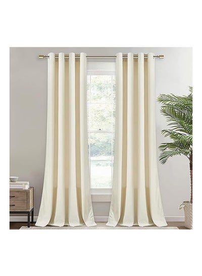 Buy Elegant Velvet Thermal Insulated Curtain Light Blocking Shades 2 panels For Living Room With Steel Grommets in Egypt