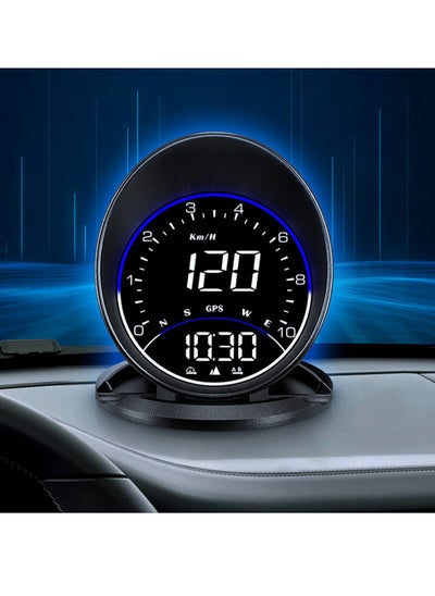 اشتري شاشة عرض رأسية للسيارة الذكية، عداد السرعة الرقمي GPS HUD لشاشة السيارة LCD عداد السرعة السرعة المرهقة تنبيه الغوص بوصلة إنذار للسرعة الزائدة لجميع المركبات، مقياس إمالة مستوى ميل السيارة في السعودية