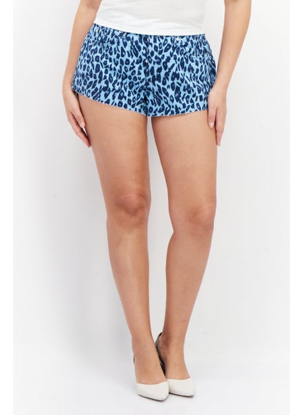 اشتري Women Animal Print Denim Shorts, Blue في الامارات