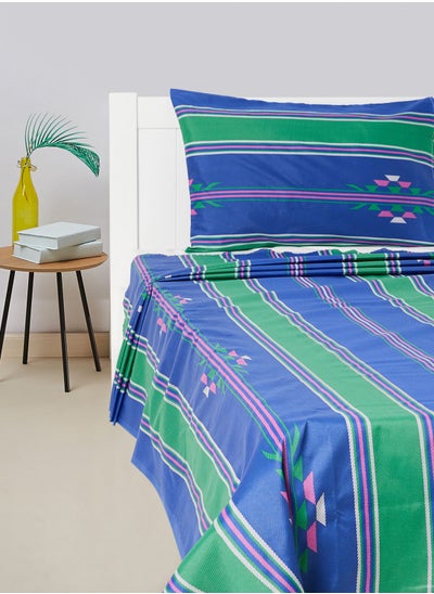 Buy 2-Piece Printed 180 TC Cotton Bedsheet Set Single Size Premium Collection (1 Bedsheet + 1 Pillow Case) Scampi in UAE