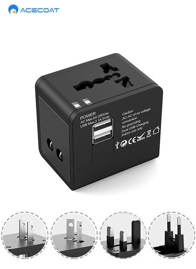 Buy Universal Travel Plug Adapter Worldwide International All in One Portable Travel Adapter Wall AC Power Plug Adapter Wall Charger with Dual USB Charging Ports for USA EU UK AUS Cell Phone Mobile Laptop in Saudi Arabia