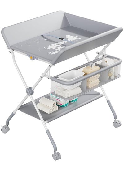 Buy Portable Foldable Baby Changing Table With Wheels And Waterproof Diaper Pad in Saudi Arabia