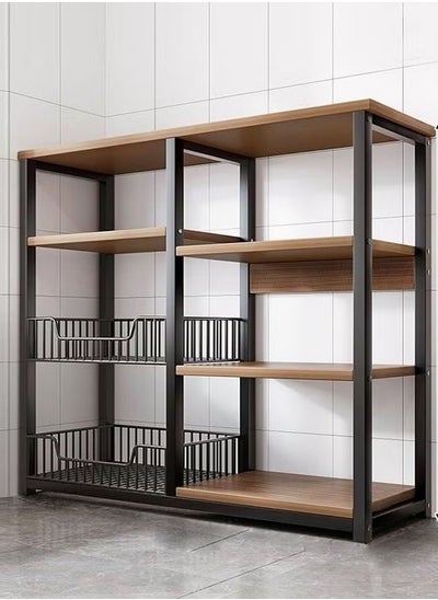 Buy Multi Functional and Layered kitchen Storage Rack is Upgraded to Store Various Items Metal Frame with Microwave Oven Holder in Saudi Arabia