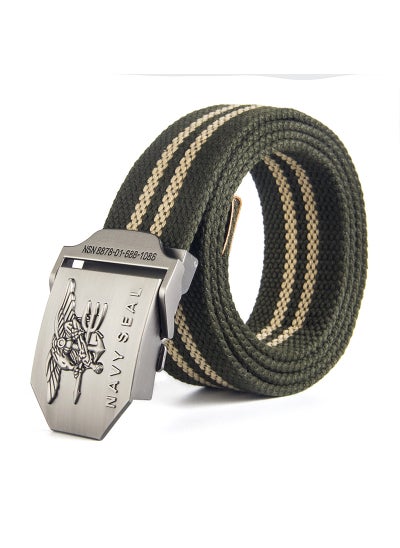 اشتري NAVY SEAL Canvas Military Belt for MenArmy Green Stripe Army Green Stripe في الامارات