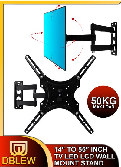 Buy Wall Mount TV Stand Holder Full Motion Swivel and Tilt for 14-55 Inch Monitors And Televisions LCD LED Long Arm Swivel Bracket Flat Screen Panel in UAE