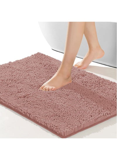 اشتري Bathroom Floor Mat, 40x60CM Anti-Slip Microfiber Super Absorbent Baby Bathroom Rug, Soft Cozy Furry Durable Washable Bathroom Floor Mat for Bathtub, Shower, Bedroom or Door Mat (Pink) في السعودية