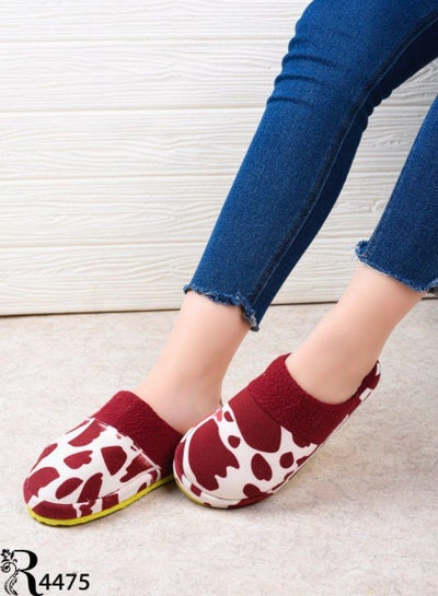 Buy Women's fur slippers, red * white in Egypt