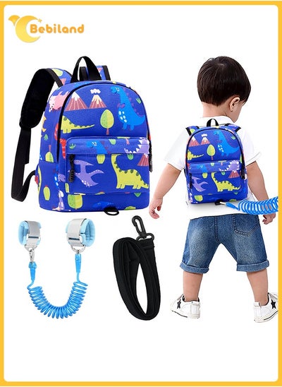 اشتري Toddler Harness Backpack Leash, Baby Dinosaur Backpacks with Anti Lost Wrist Link, Mini Child Harnesses Leashes for Walking, Keep Kids Close Back Pack Rope Tether Rein for Boys Girls, Blue في السعودية