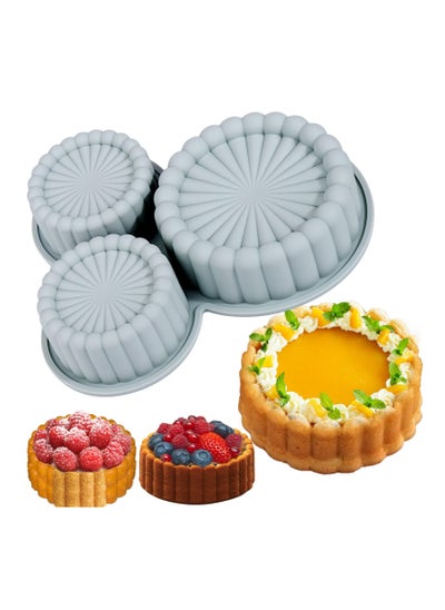 Buy Charlotte Cake Pan Silicone Nonstick 3 Cavity Reusable Round Cake Molds for Baking in UAE