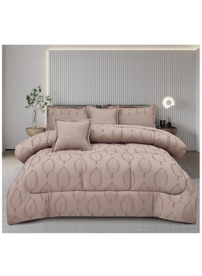 Buy Double comforter set decorated with a system of 6 pieces a medium fixed filling size 250 by 230 in Saudi Arabia
