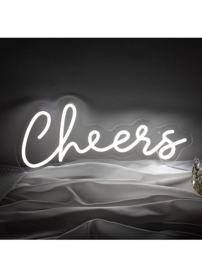 اشتري Cheers Neon Sign White Letter Led Neon Light Sign For Wall Decor Cheer Bar Light Up Sign For Bedroom Game Room Club Wedding Christmas Party 16.9 Inch X 7.5 Inch (White) في الامارات