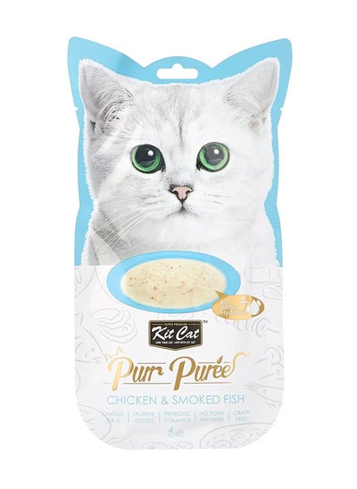 اشتري Purr Puree Chicken And Smoked Fish Cat Treat Paste 4X15G في الامارات