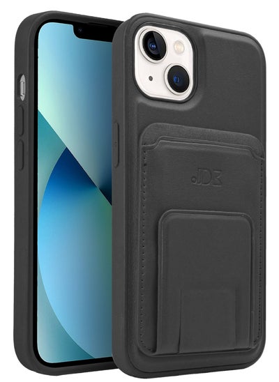 Buy Leather Case For Apple iPhone 13 Cover With Card Slot Wallet Magnetic Cardholder Stand Shockproof Case Black in Saudi Arabia