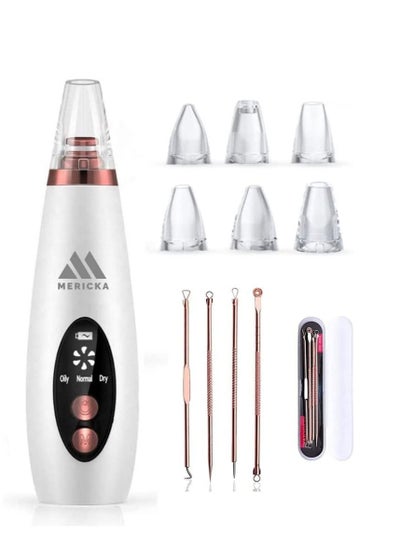 Buy Mericka - Blackhead Remover Vacuum Suction Facial Pore Cleaner Electric Acne Comedone Extractor Kit with 4 Suction Heads & Acne Extractor Kit in UAE