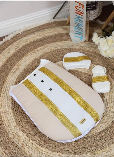 Buy Bisht Design Newborn Meds Set Of 3 Pieces Gold White in Saudi Arabia