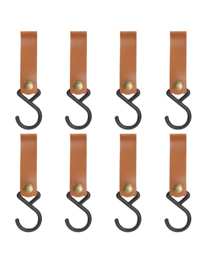 Buy SYOSI 8 Pcs Leather S Hooks Leather Hook, S Shaped Hooks Coat Hook Leather Hooks Leather s Hooks Brown s Hooks Kitchen Hooks for Outdoor Picnic Hanging Pots Pans Utensils in Saudi Arabia