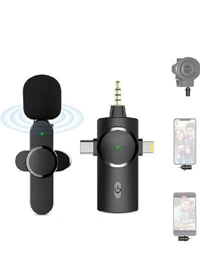 اشتري Wireless Lavalier Microphone – 3-in-1 Plug-and-Play Lapel Mic for iPhone, iPad, Android, and Camera Recording في الامارات