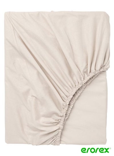 Buy Fitted sheet beige 140x200 cm in Saudi Arabia