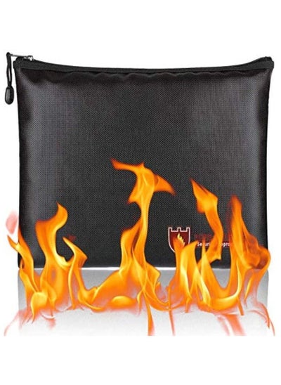 اشتري Fireproof Bag with Zipper Fire Safe Bag Pouch for Documents 11-14 inch Macbook Cash Money Passports Cards for Home Office 34x25cm Large في الامارات