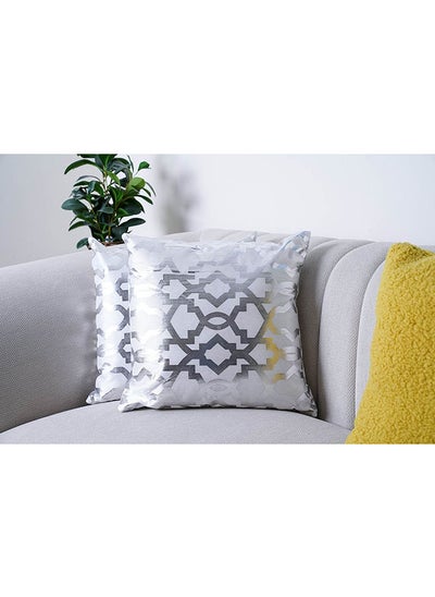 Buy Zaira 2 Piece Filled Cushion Set 45x45Cm Silver in UAE