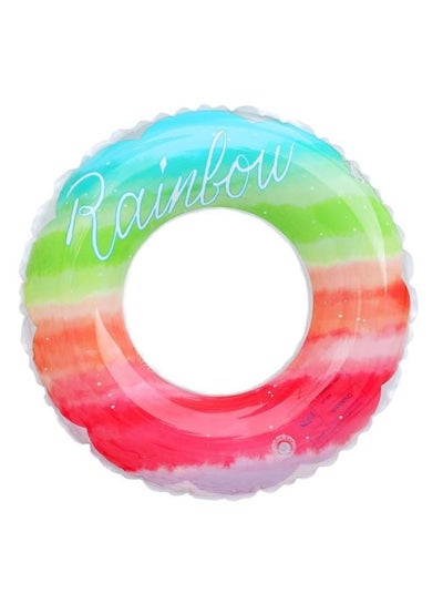 Buy Rainbow Swimming Ring for Kids Summer Beach Inflatable Swim Ring Water Fun Party Toy in Saudi Arabia