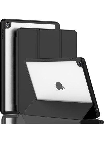 اشتري iPad 9th/8th/7th Generation Hybrid Case (2021/2020/2019) iPad 10.2-Inch Case with Pencil Holder [Sleep/Wake] Slim Soft TPU Back Smart Magnetic Stand Protective Cover Cases Black في الامارات