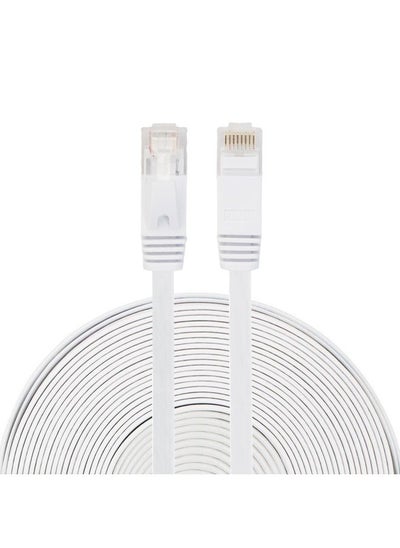 Buy 20m CAT6 Ultra-thin Flat Ethernet Network LAN Cable, Patch Lead RJ45 (White) in UAE