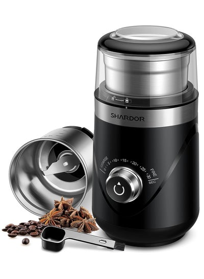 Buy SHARDOR Adjustable Coffee Grinder Electric Spice Grinder Coffee Bean Grinder Espresso Grinder with 1 Removable Stainless Steel Bowl Black in UAE