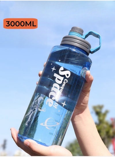 اشتري Outdoor Multifunctional Large Capacity Water Bottle Sports Water Bottle with Filter Blue 3000ML في السعودية