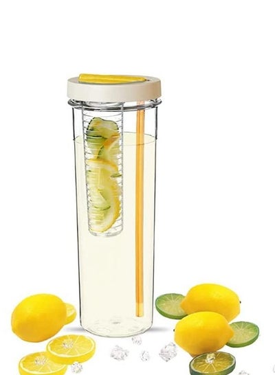 Buy 700 ML Fruit Infusion Water Bottle with Silicon Straw And Flip-Up Lid in UAE