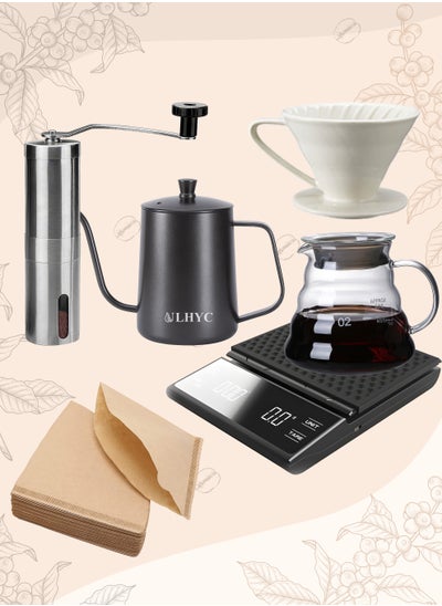 Buy 6-Piece Hand Drip Coffee Maker Set V60 02 With Electronic Scale in Saudi Arabia