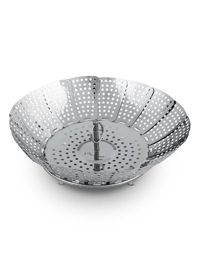 Buy Foldable Stainless Steel Steamer Collapsible Size 23 Cm Silver in Saudi Arabia