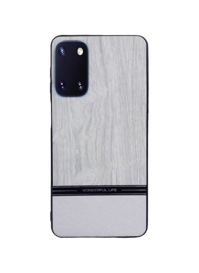 Buy Luxury Shockproof TPU and Heat Resistant Mobile Cover Wood Grain Leather Design Compatible with Samsung Note 10 Lite (Grey) in Egypt