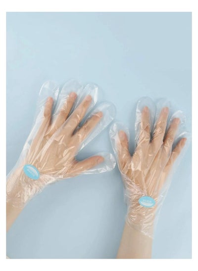 Buy 100pcs disposable clear plastic gloves, one size fits all in Saudi Arabia