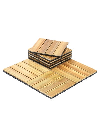 Buy Wood Floor Decking Tiles 30x30cm for Outdoor, Solid Sassafras Wooden Tiles for Balcony Garden Terrace (Pack of 7 Tiles, Light Brown) in UAE