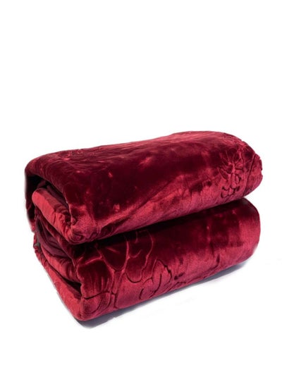 Buy Heavy Double Winter Blanket 4 kg, Two Layers Plain Engraved With a Super Soft Texture king Size 220x240 cm in Saudi Arabia