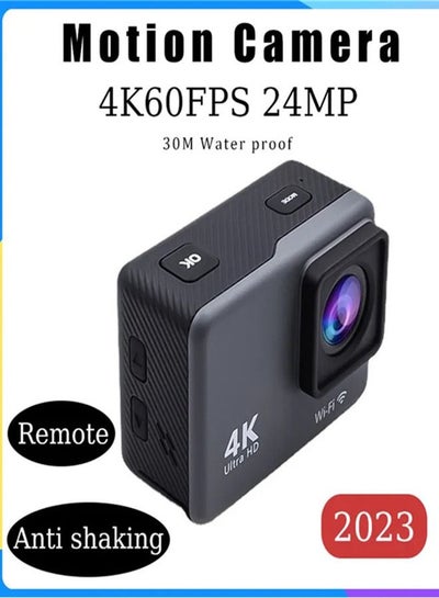 اشتري كاميرا فيديو رياضية 4K عالية الدقة تعمل بالواي فاي ومضادة للاهتزاز ومضادة للماء بجهاز تحكم عن بعد مع بطاقة U3 سعة 128 جيجابايت وجهاز تحكم عن بعد وملحقات في السعودية