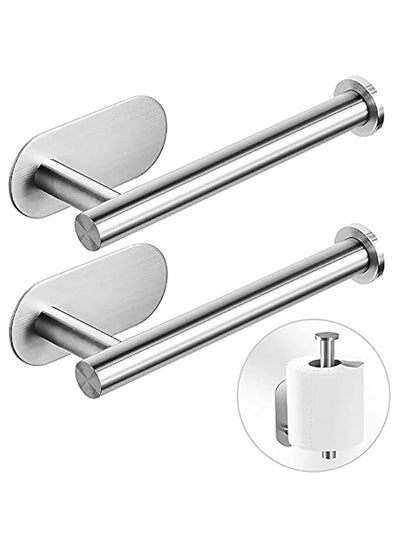 Buy Adhesive Toilet Paper Holder - Self Adhesive Toilet Roll Holder for Bathroom Kitchen Stick on Wall Stainless Steel Brushed(Silver-2pcs) in Saudi Arabia