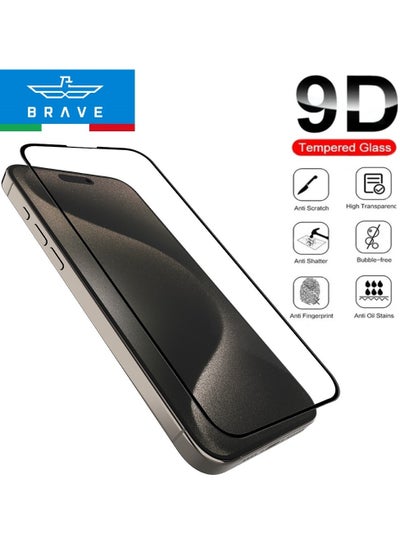 Buy iPhone 15 Pro Max 6.7" Screen Protector, Black Edge Tempered-Glass, 2.5D Curved Edges, Full-Coverage Military-Grade Protection, Scratch Resistant Includes Easy Align Tray for Bubble Free Application in UAE